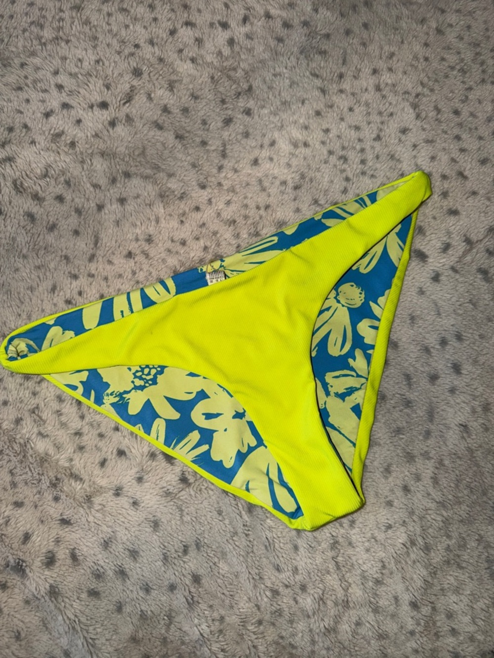 Maaji Reversible Neon Yellow & Blue Floral Bikini Bottom
